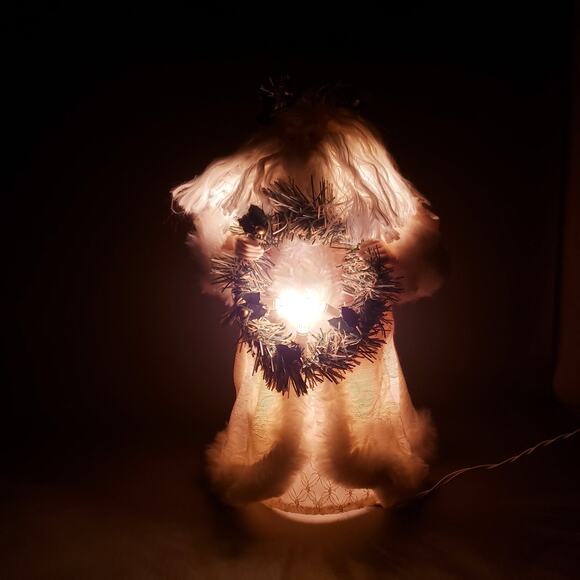 Vintage Midwest Importers Santa Tree Topper Light Up Wreath Christmas Decor 12" - Picture 11 of 15